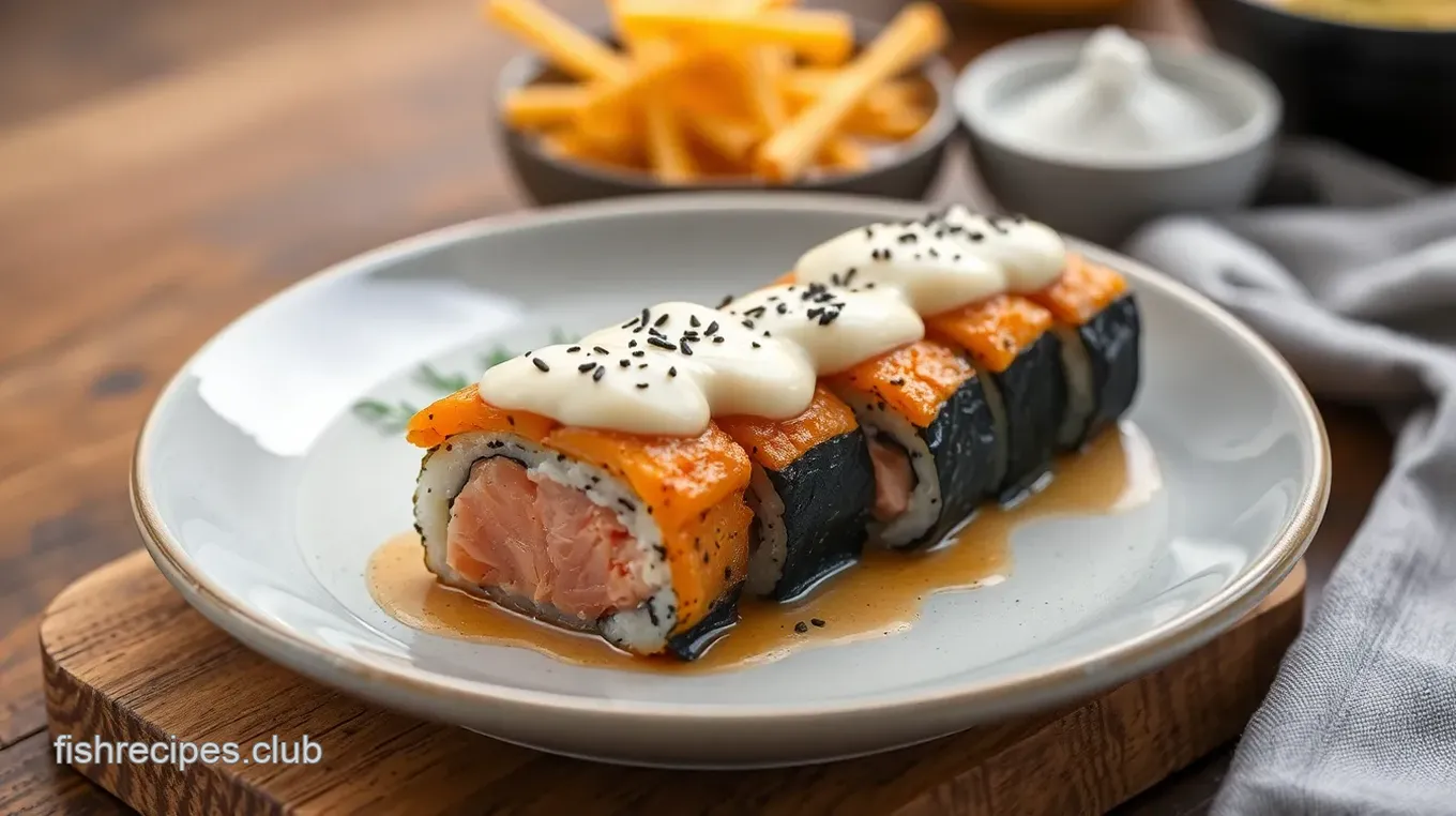 Bake Salmon Sushi with Creamy Toppings