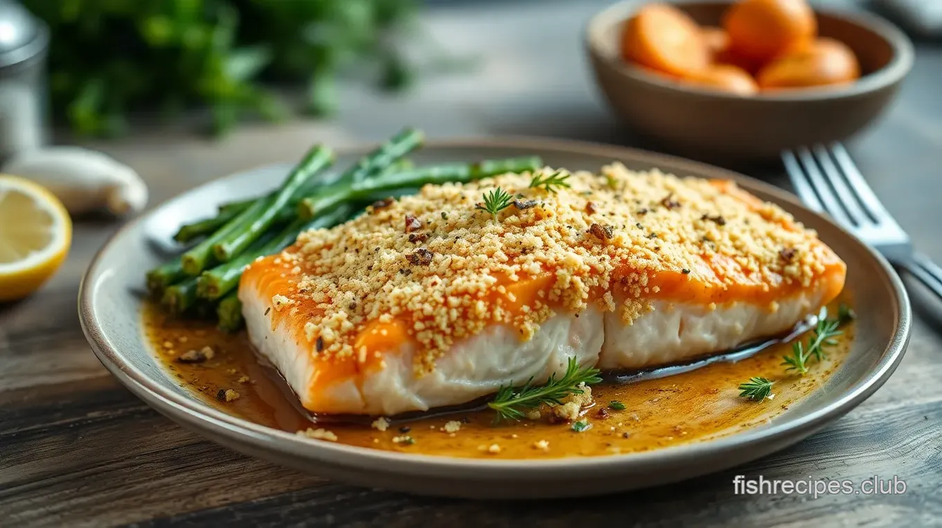 Panko Crusted Salmon with Garlic Herb Topping