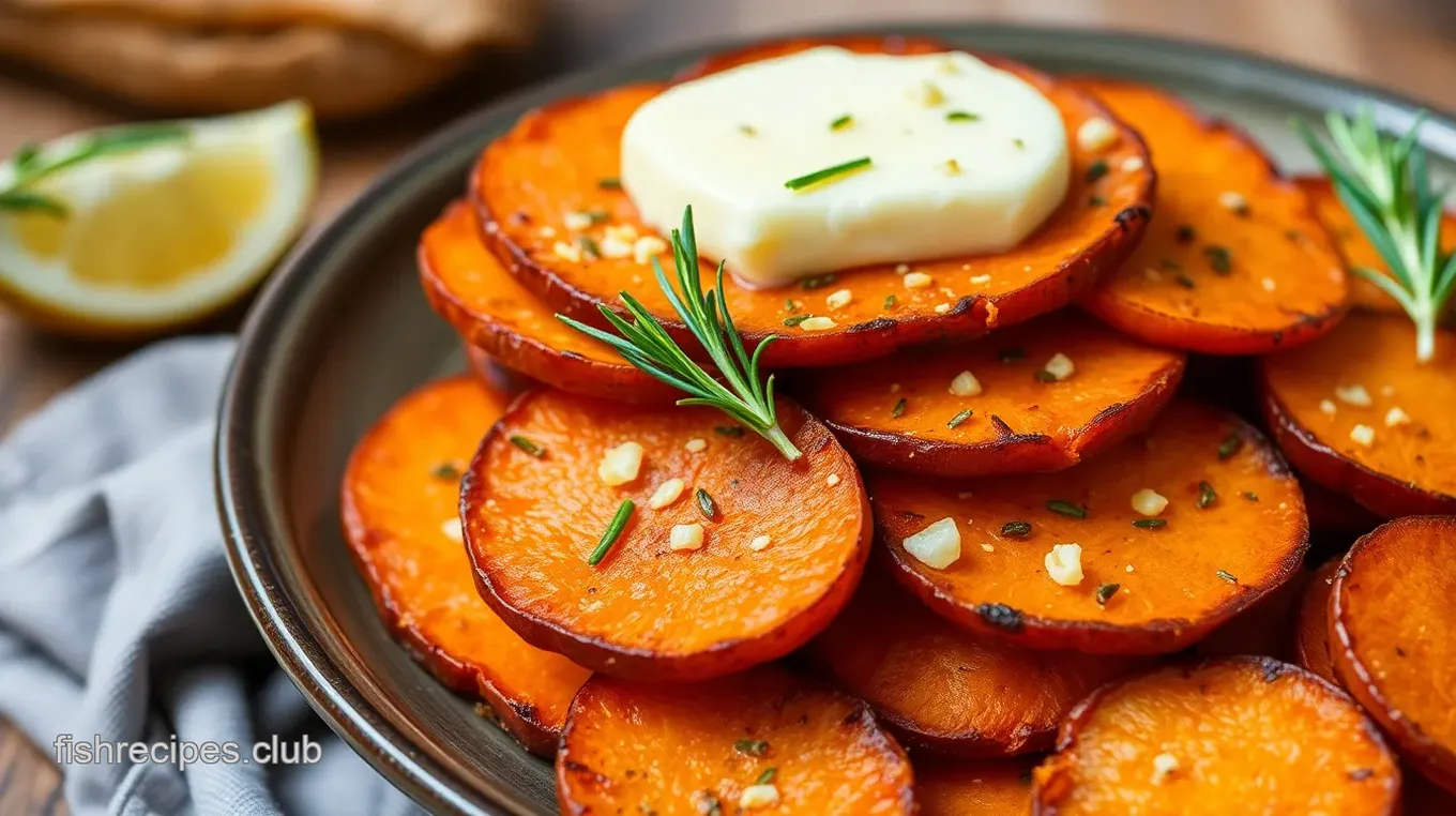 Garlic Butter Sweet Potato Stacks