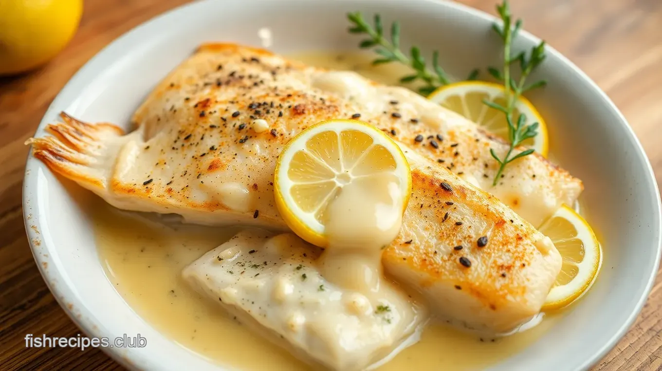 Baked Fish with Creamy Lemon Sauce