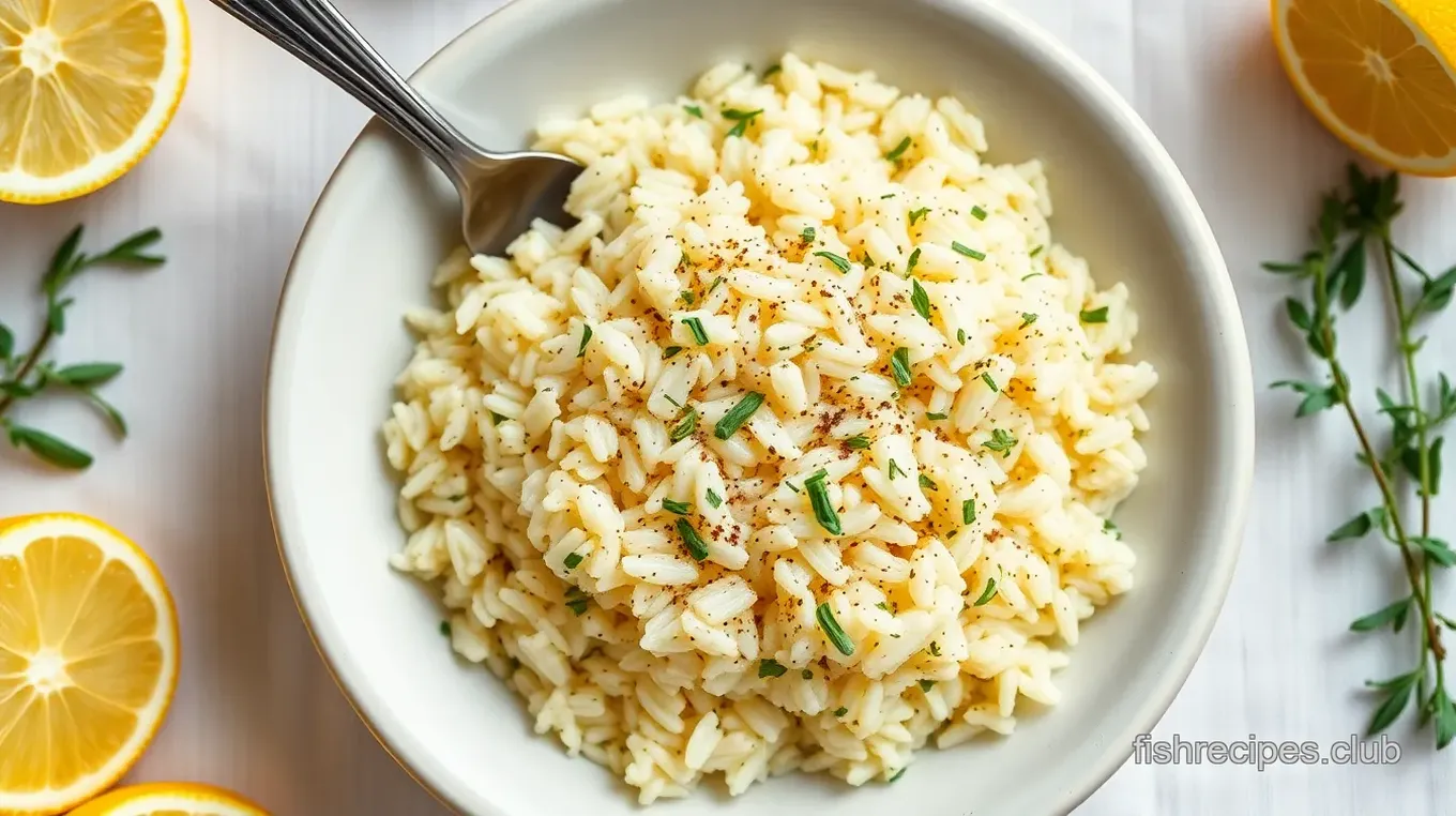 Cooked Greek Lemon Rice with Fresh Herbs