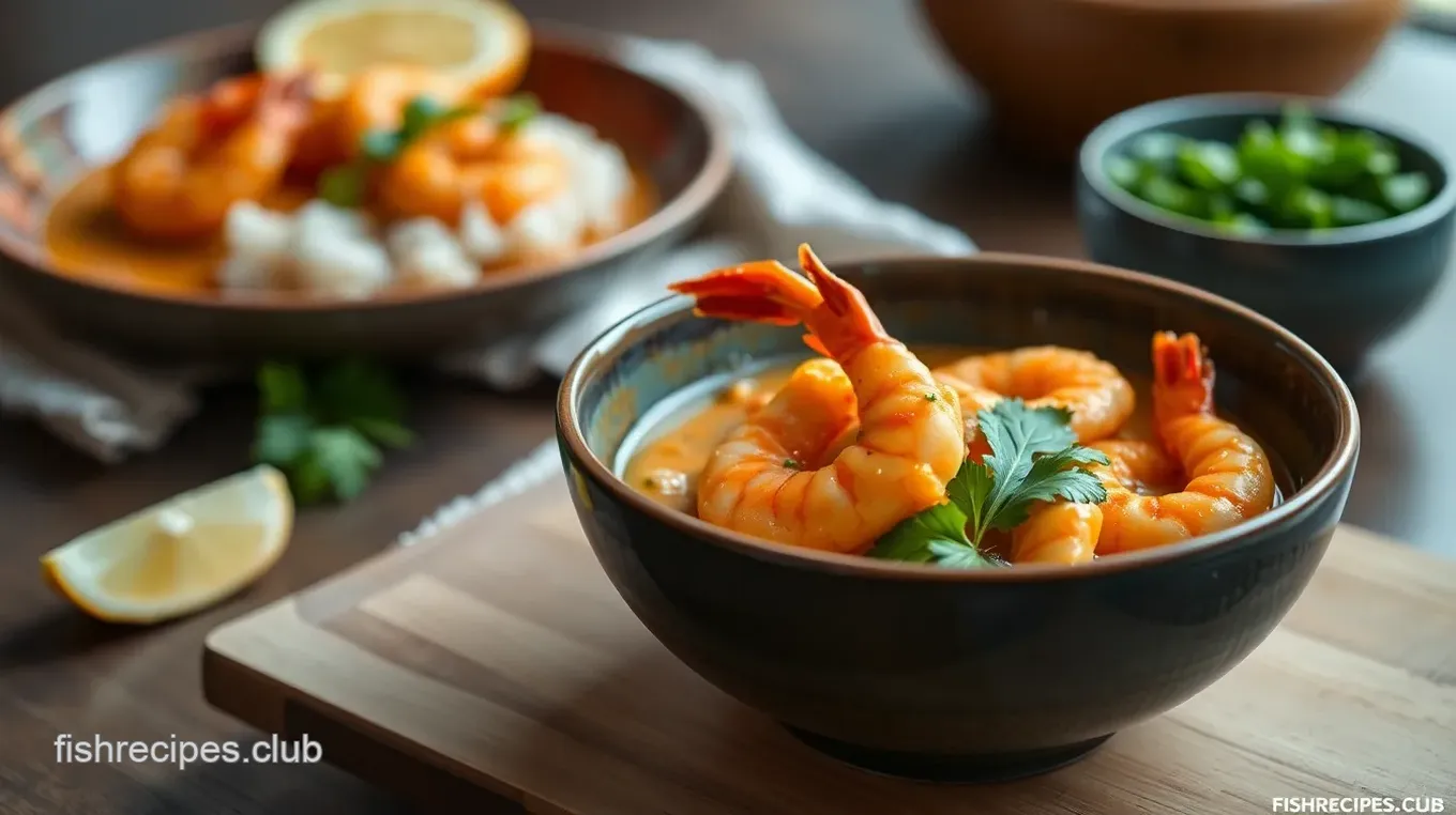 Cooked Shrimp in Thai Coconut Curry Delight