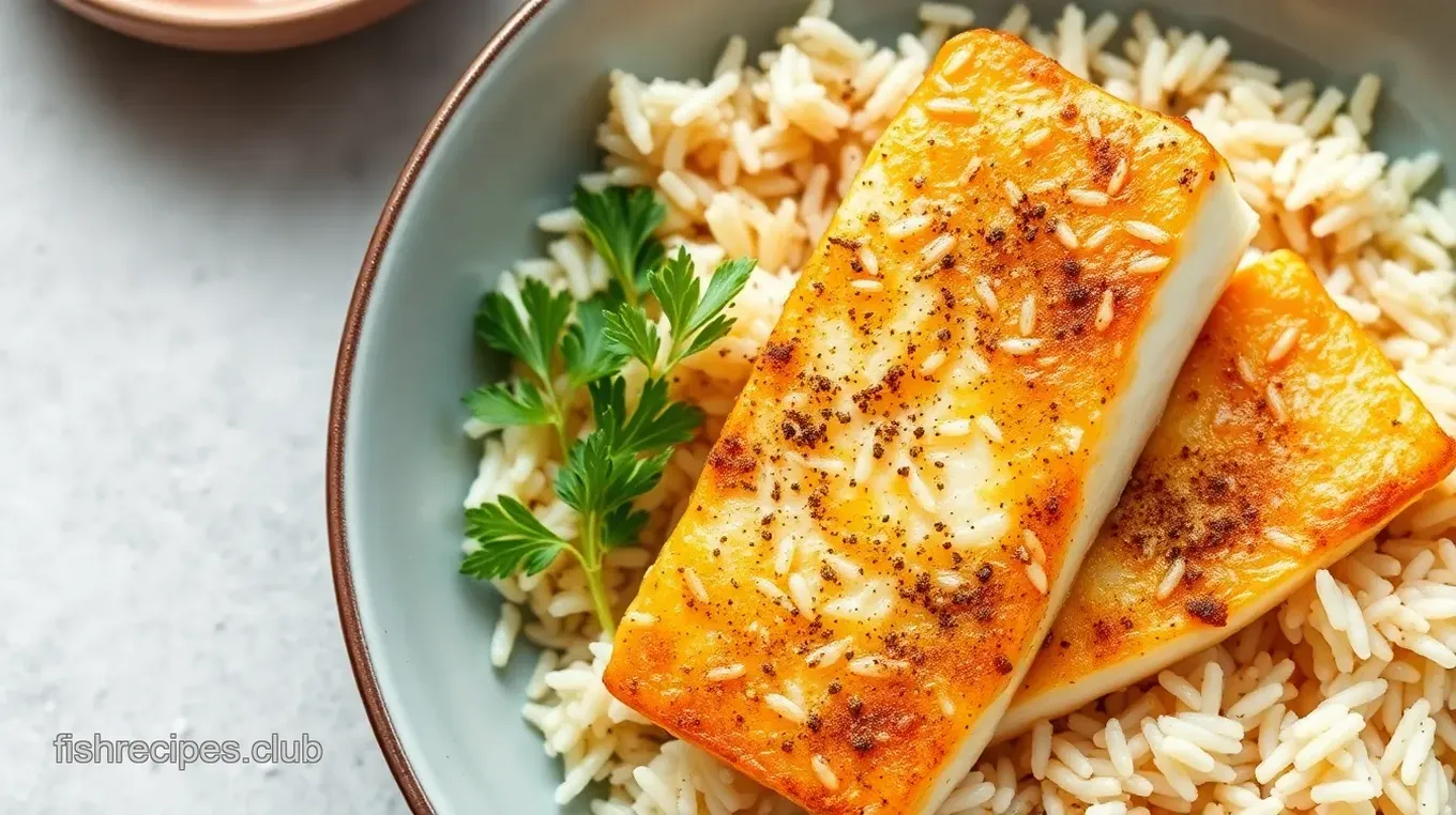 Delicious Pan-Seared Fish with Fluffy Rice