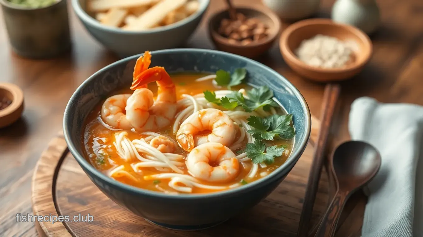 Quick Shrimp Rice Noodle Soup