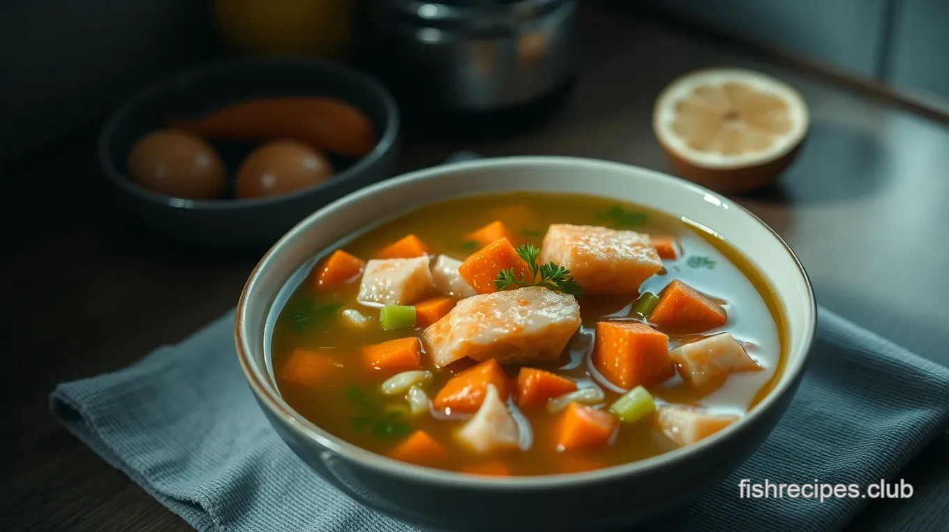 Savory Salmon Fish Soup with Fresh Herbs