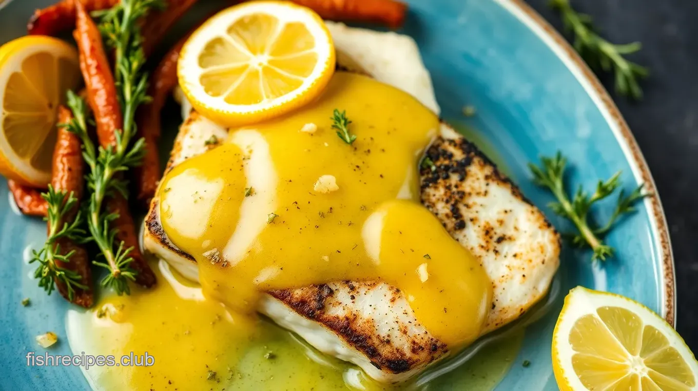 Black and White Fish with Lemon Herb Sauce