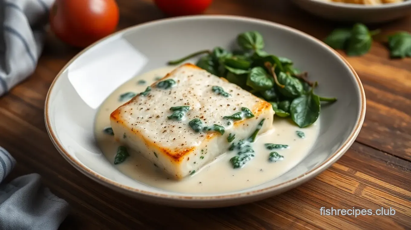 Tuscan-Style Cod with Creamy Spinach Sauce