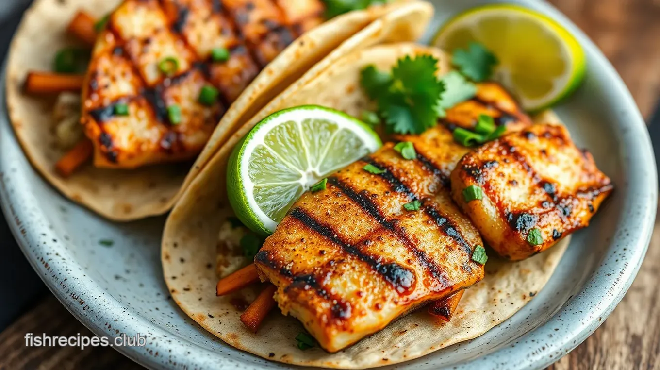 Grilled Wiper Fish Tacos with Cabbage Slaw