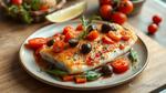 Bake Fish Fillet with Fresh Tomatoes & Olives