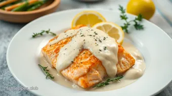 Bake Salmon with Creamy Lemon Sauce Quick