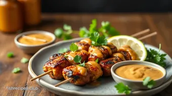 Grill Chicken Skewers with Thai Peanut Sauce