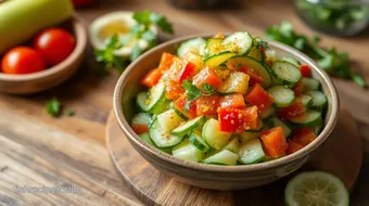 Mixing Cucumber Zesty Salad in 10 Minutes