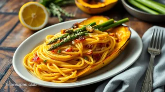 Roasted Spaghetti Squash with Asparagus