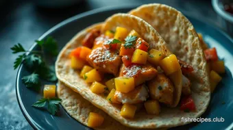 My Grandmother's Zesty Rockfish Tacos with Mango Salsa recipe card