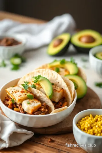 Bake Cod Fish Taco Bowls with Avocado presentation