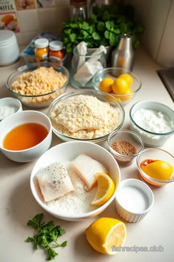 Delicious Baked Fish Starters with Almonds ingredients