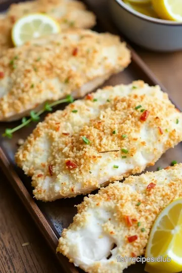 Delicious Baked Fish Starters with Almonds presentation