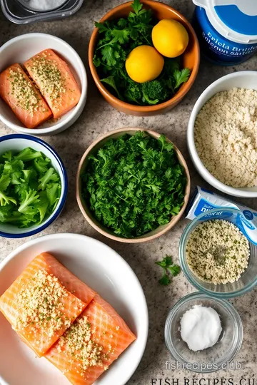 Herb-Crusted Baked Salmon with Lemon-Garlic Butter ingredients