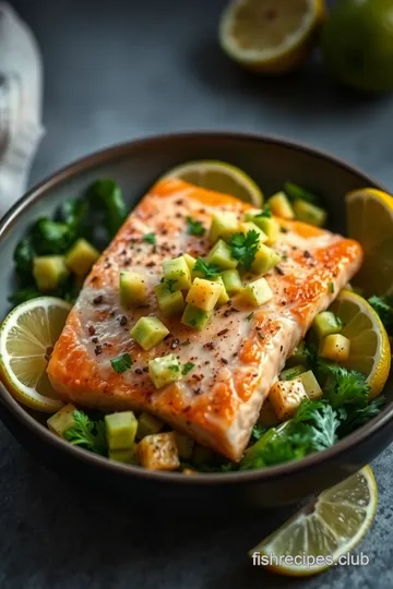 Citrus-Glazed Pink Fish with Avocado Salsa presentation