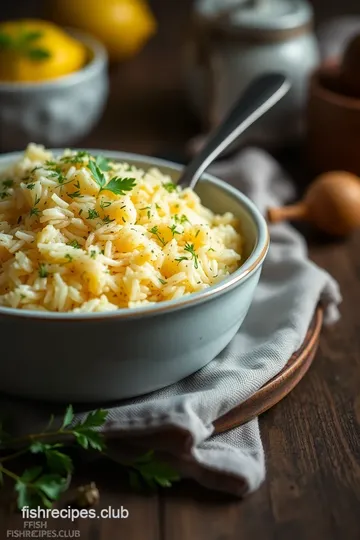 Cooked Greek Lemon Rice with Fresh Herbs presentation