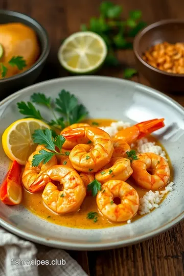 Cooked Shrimp in Thai Coconut Curry Delight presentation