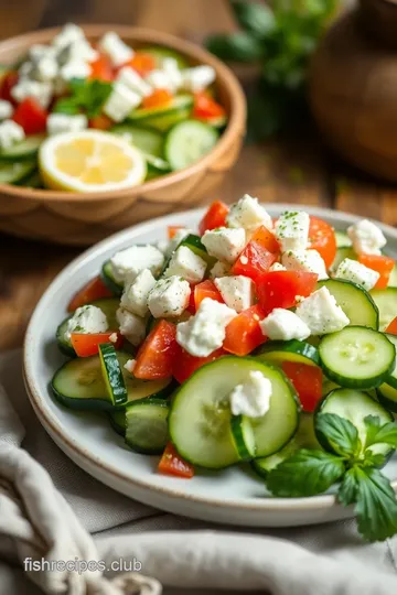 Cucumber & Feta Salad with Herb Vinaigrette presentation