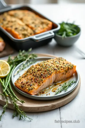 Elegant Dijon Herb Crusted Salmon presentation