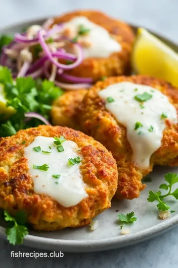 Zesty Citrus Slaw with Fish Cakes presentation