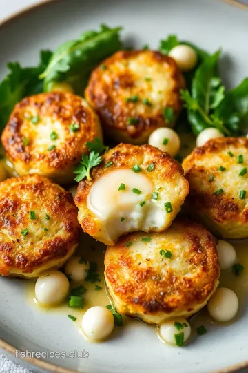 Pan-Seared Fishcakes and Scallops presentation