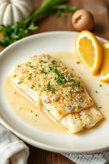 Garlic Parmesan Flounder Delight presentation