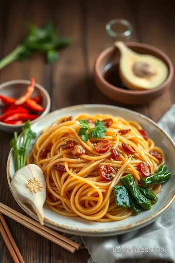 Garlic Parmesan Noodles with Asian Twist ingredients