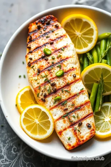 Grilled Amberjack Fish with Lemon Herb Marinade presentation