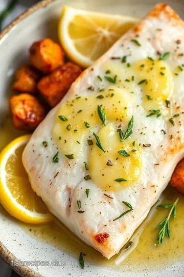 Grilled Char Arctic Fish with Lemon Herb Butter presentation