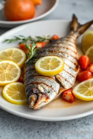 Grilled Dorado Fish with Lemon Herb Marinade presentation