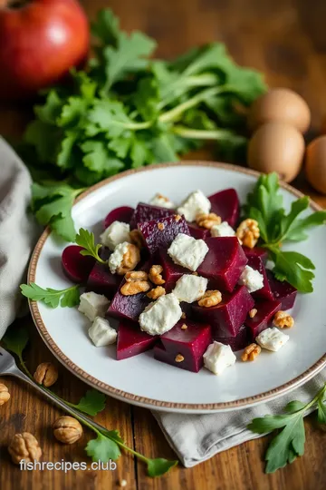 Easy Beet Salad with Feta & Walnuts presentation