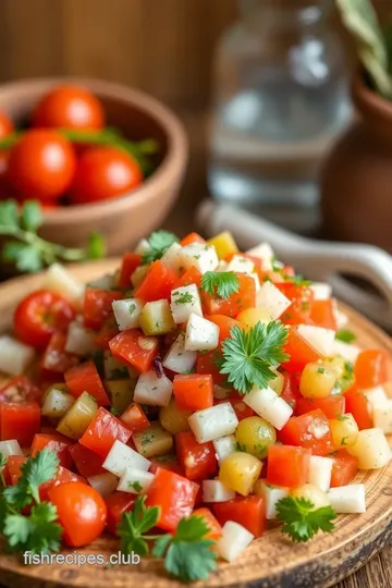 Mix Greek Salsa with Fresh Vegetables presentation