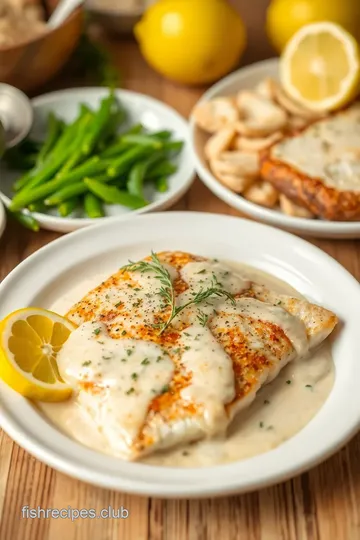 Pan Fried Tilapia with Lemon Cream Sauce presentation