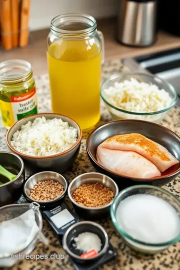 Delicious Pan-Seared Fish with Fluffy Rice ingredients