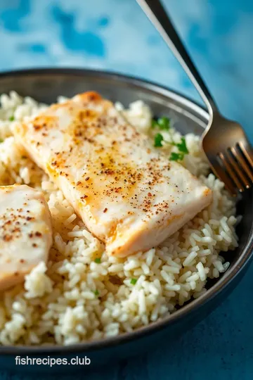 Delicious Pan-Seared Fish with Fluffy Rice presentation