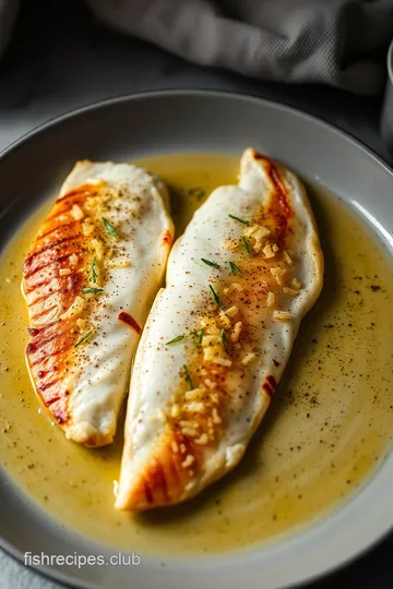 Pan-Seared Fluke with Lemon Herb Butter Sauce presentation