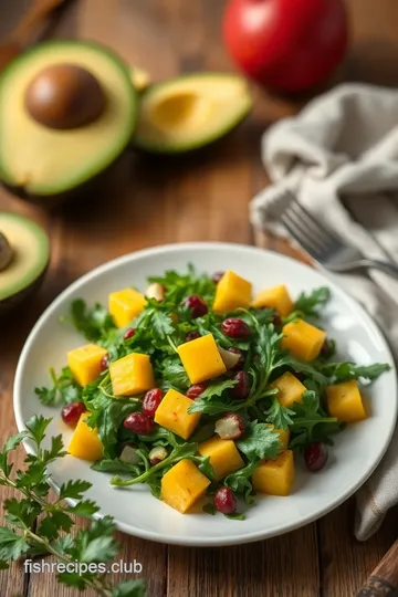 Quick Arugula Mango Salad with Avocado presentation