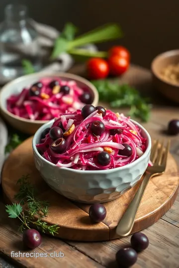 Quick Beet Slaw with Olives & Onions presentation