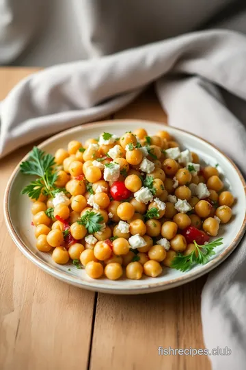 Quick Chickpea Salad with Feta & Parsley presentation