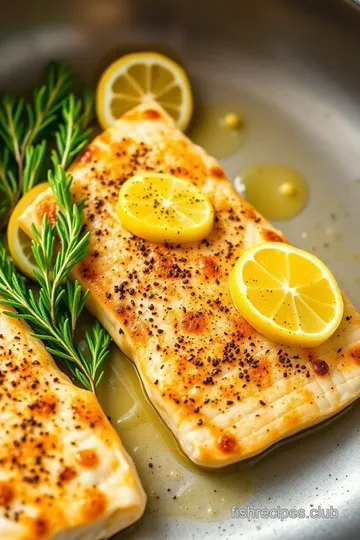 Pan-Seared Fish with Lemon-Dill Butter Sauce presentation