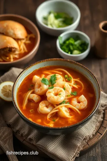 Quick Shrimp Rice Noodle Soup presentation