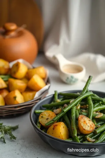 Roasted Potatoes and Green Beans presentation