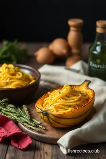 Roasted Spaghetti Squash with Asparagus presentation