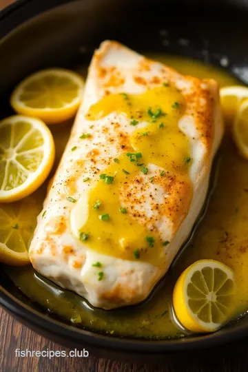 Black and White Fish with Lemon Herb Sauce presentation