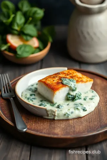 Tuscan-Style Cod with Creamy Spinach Sauce presentation