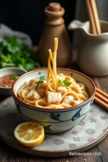 Simmered Coconut Chicken Noodle Delight presentation